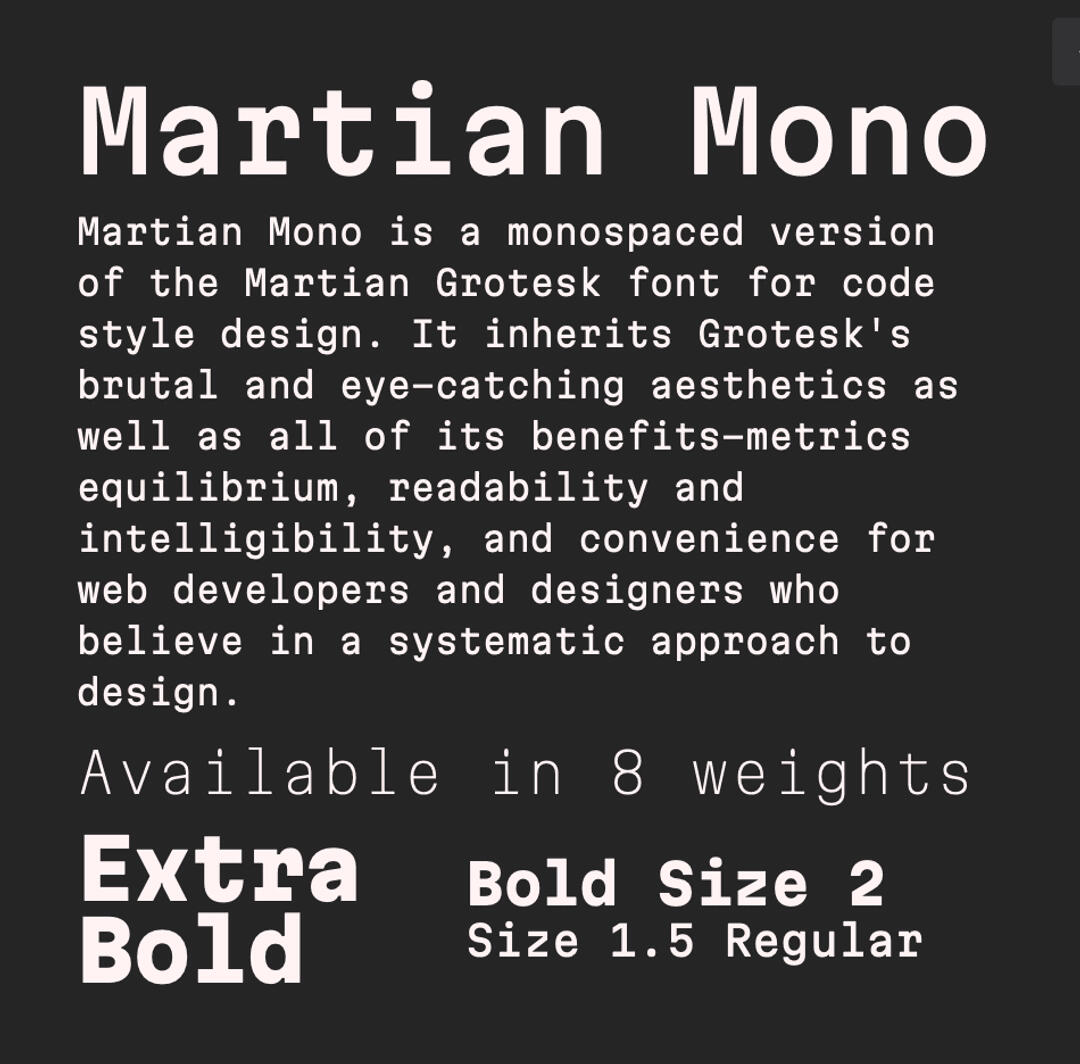 Martian Mono Carrd Font